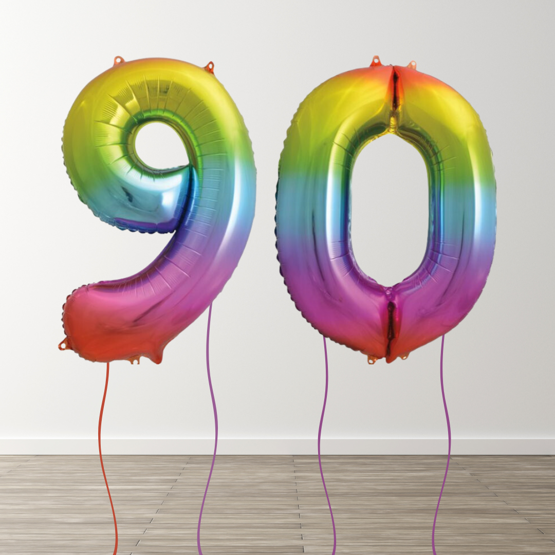 Rainbow Foil Number Balloons