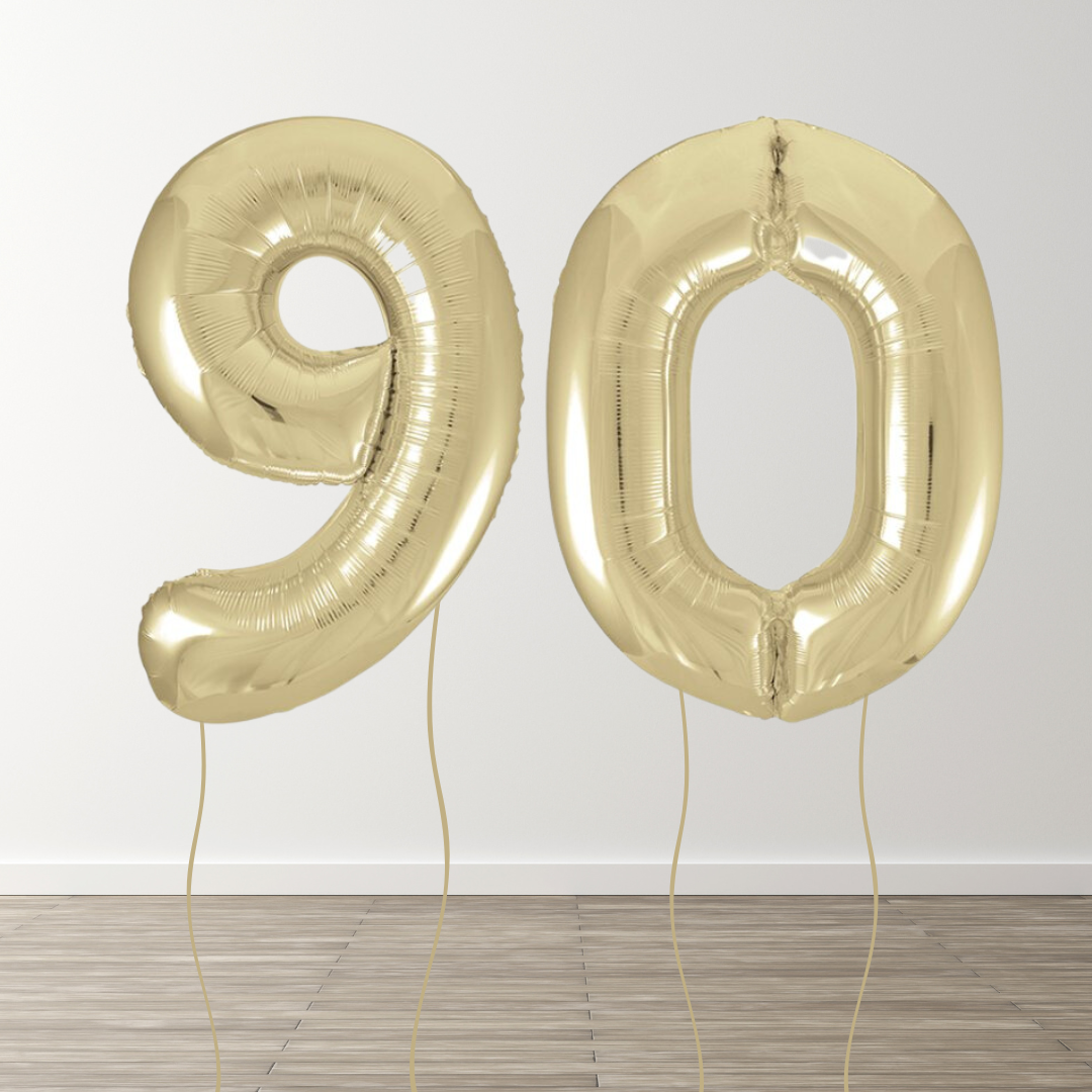 White Gold Foil Number Balloons