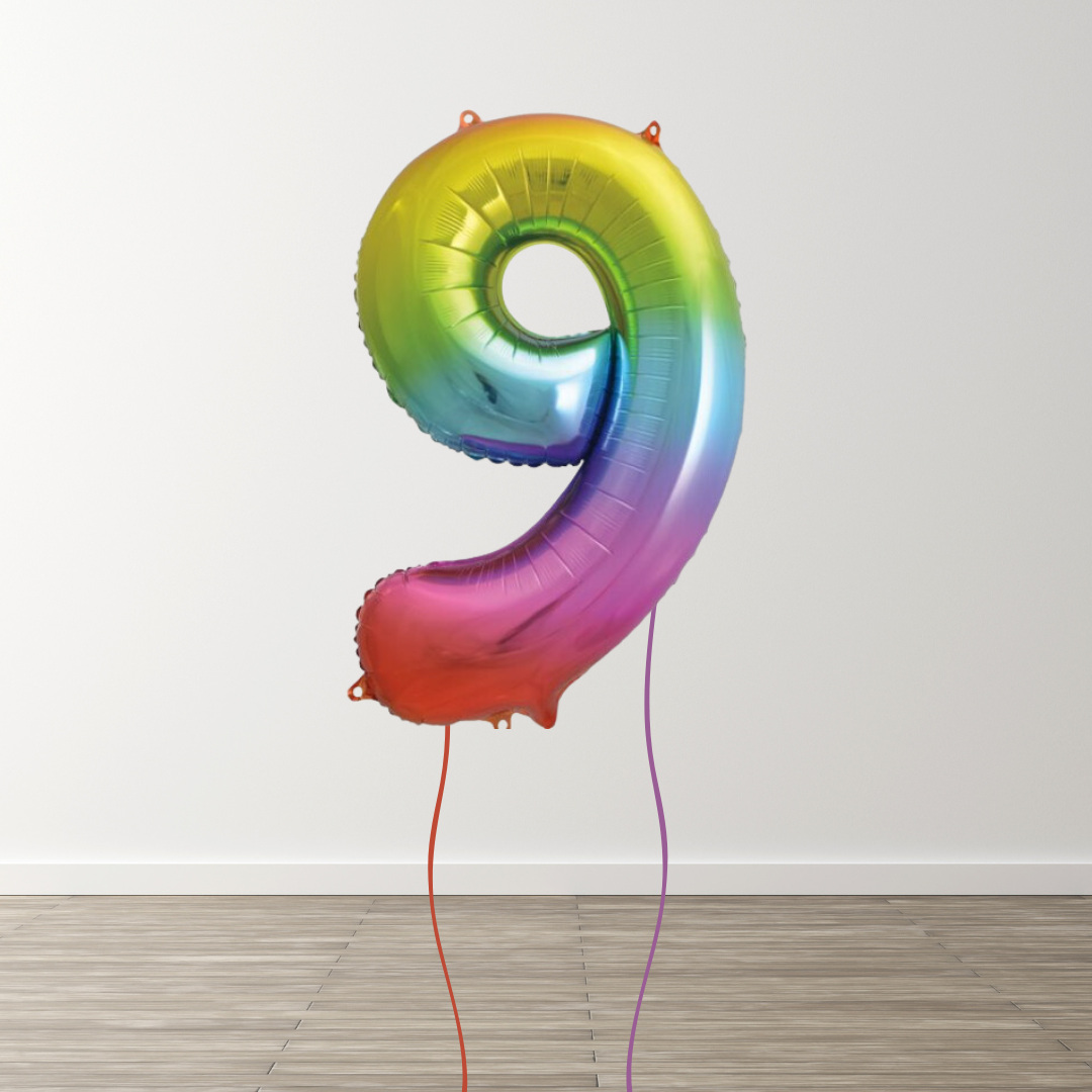 Rainbow Foil Number Balloons