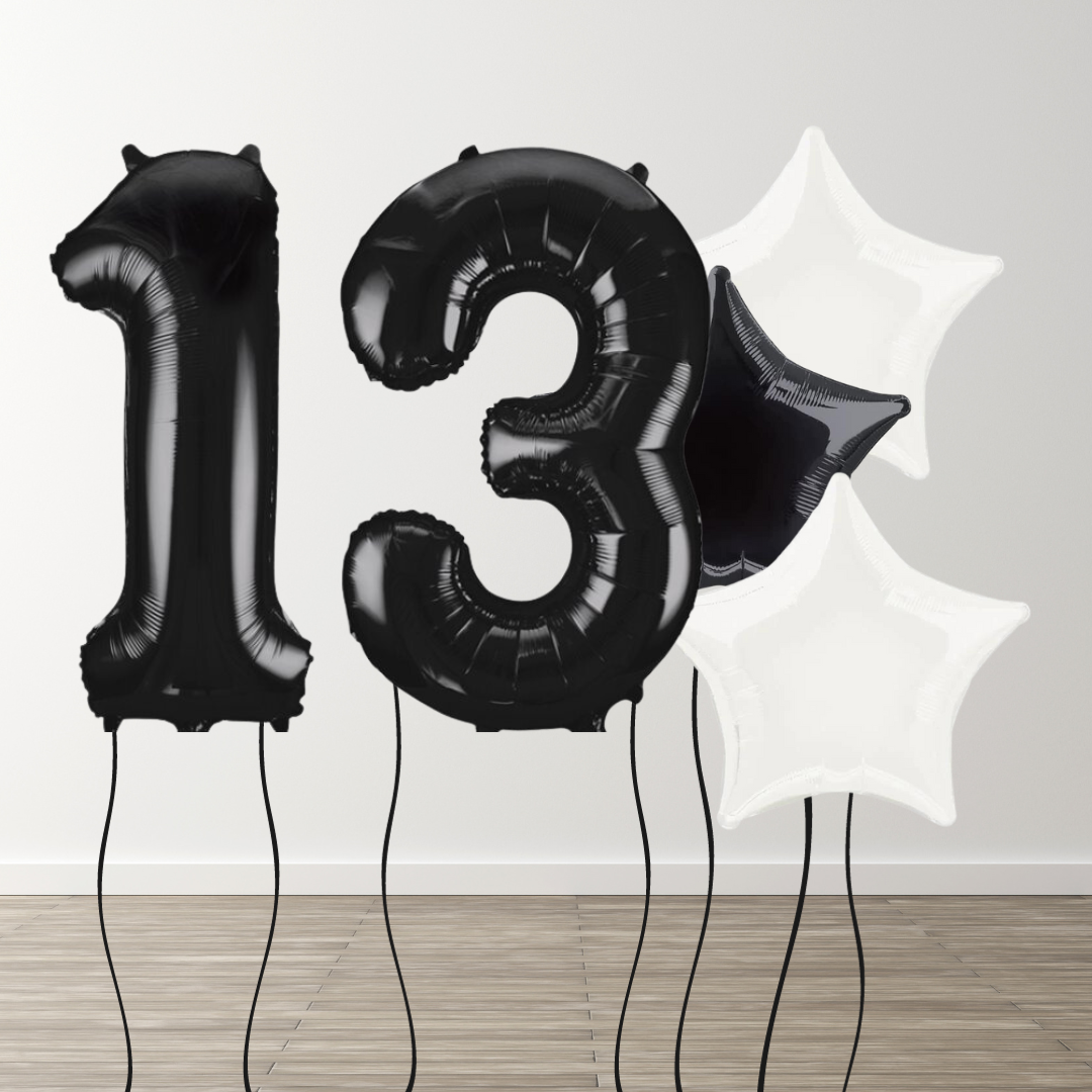 Black & White Foil Number Bunch