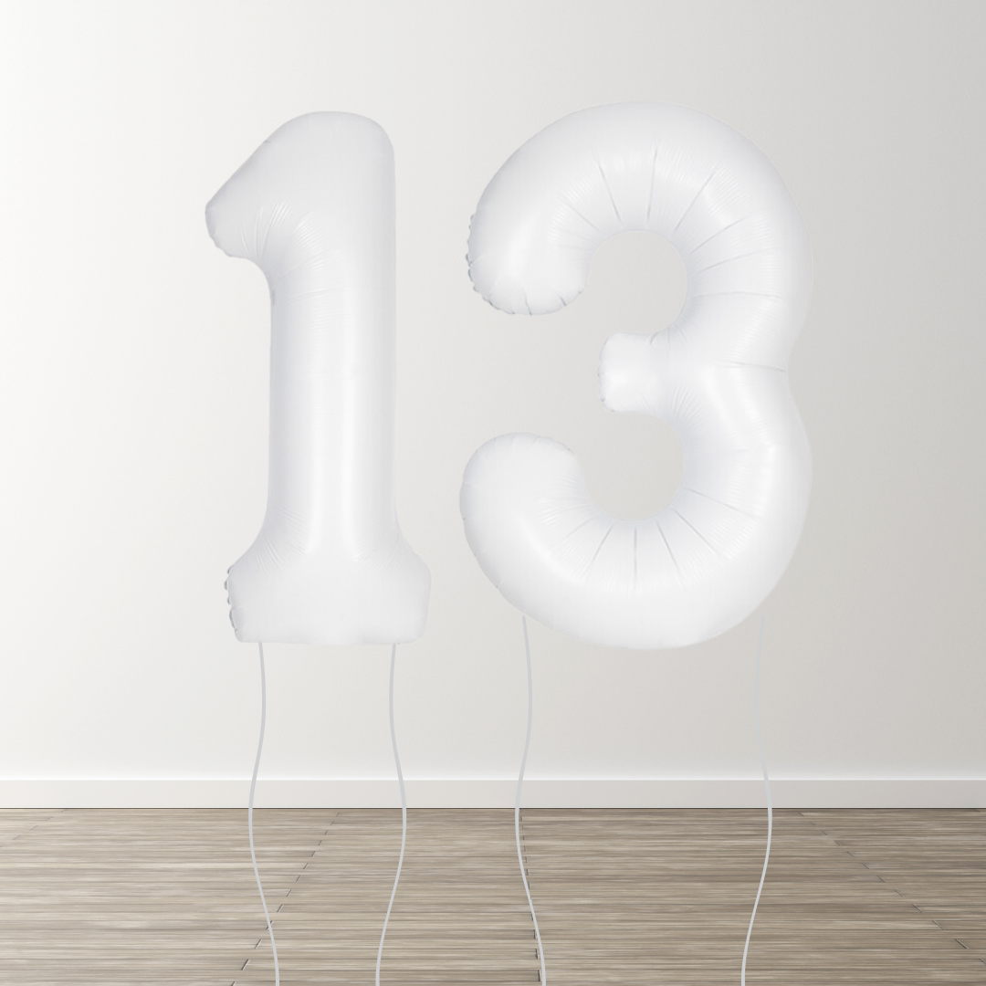 Matte White Foil Number Balloons