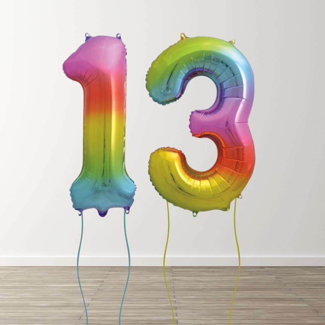 Rainbow Foil Number Balloons