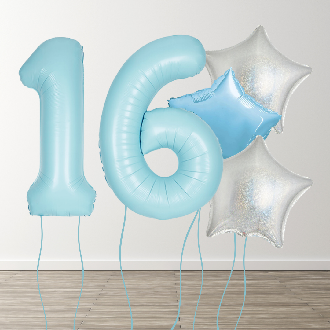 Matte Blue Foil Number Bunch