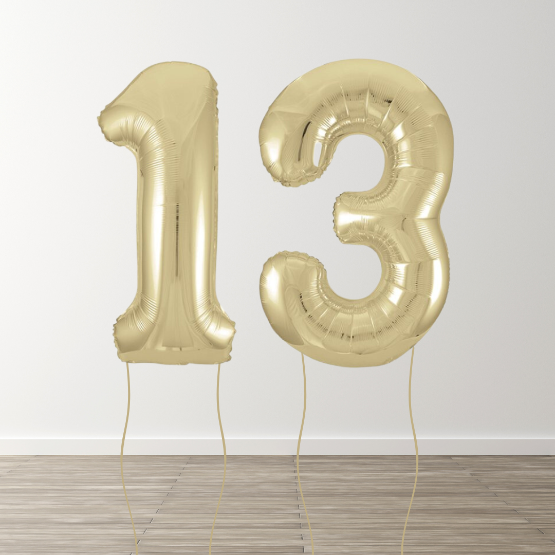 White Gold Foil Number Balloons