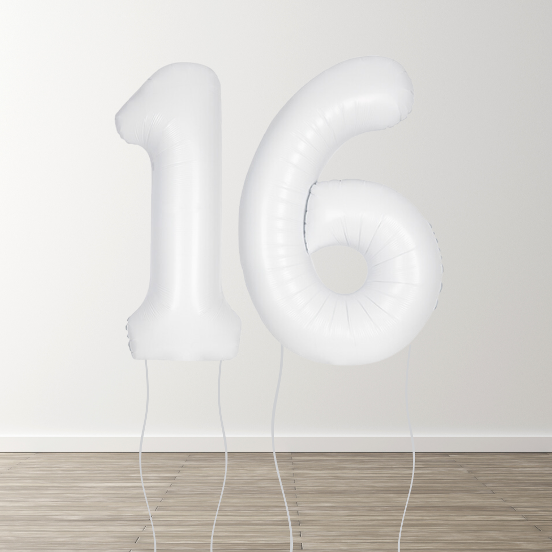Matte White Foil Number Balloons