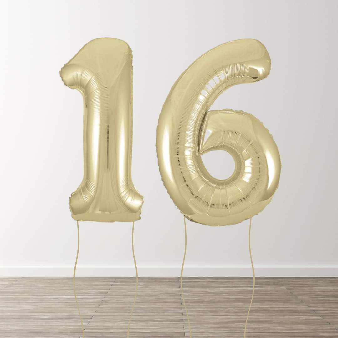 White Gold Foil Number Balloons