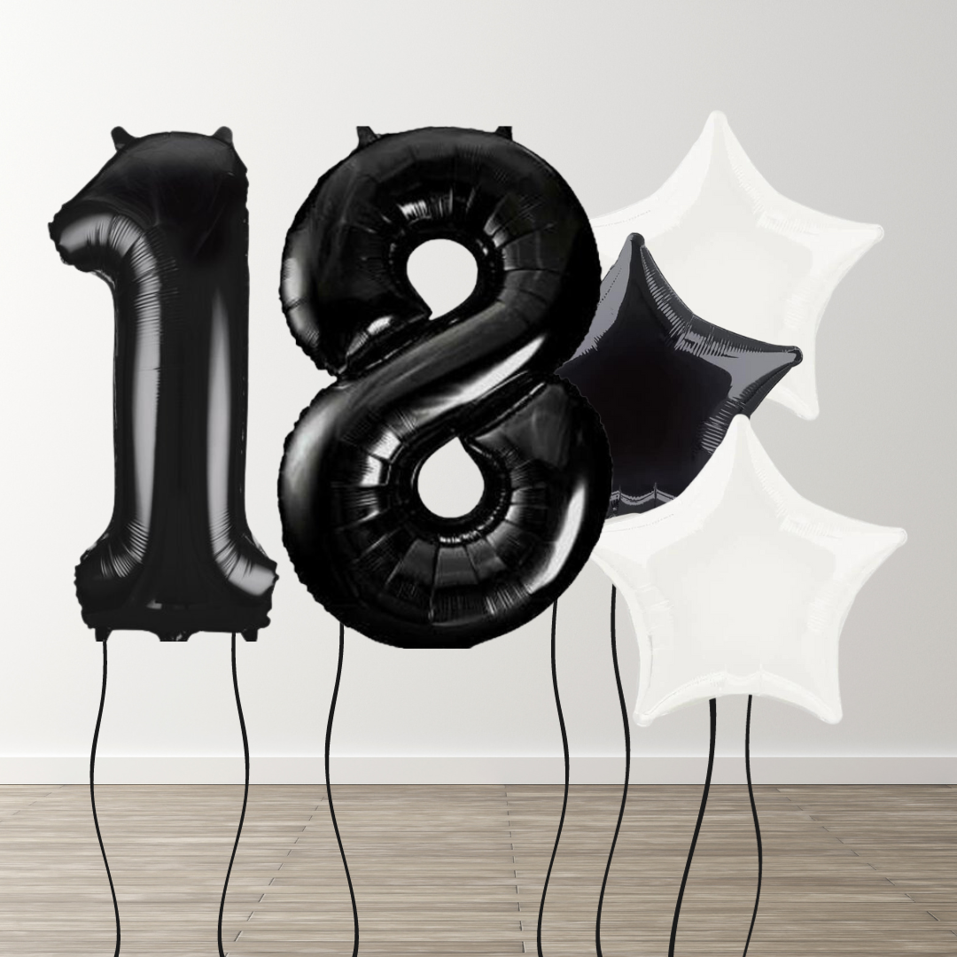 Black & White Foil Number Bunch