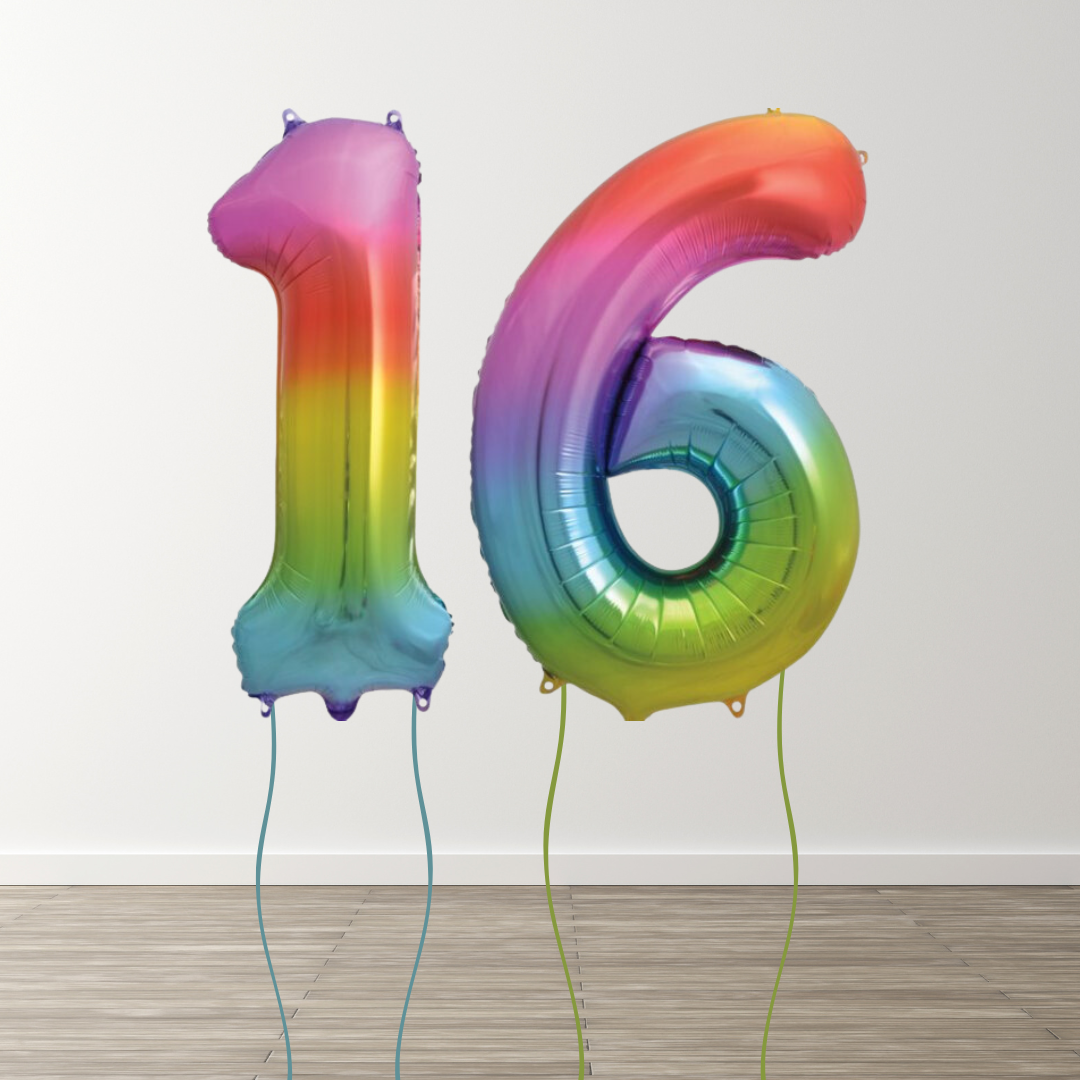Rainbow Foil Number Balloons