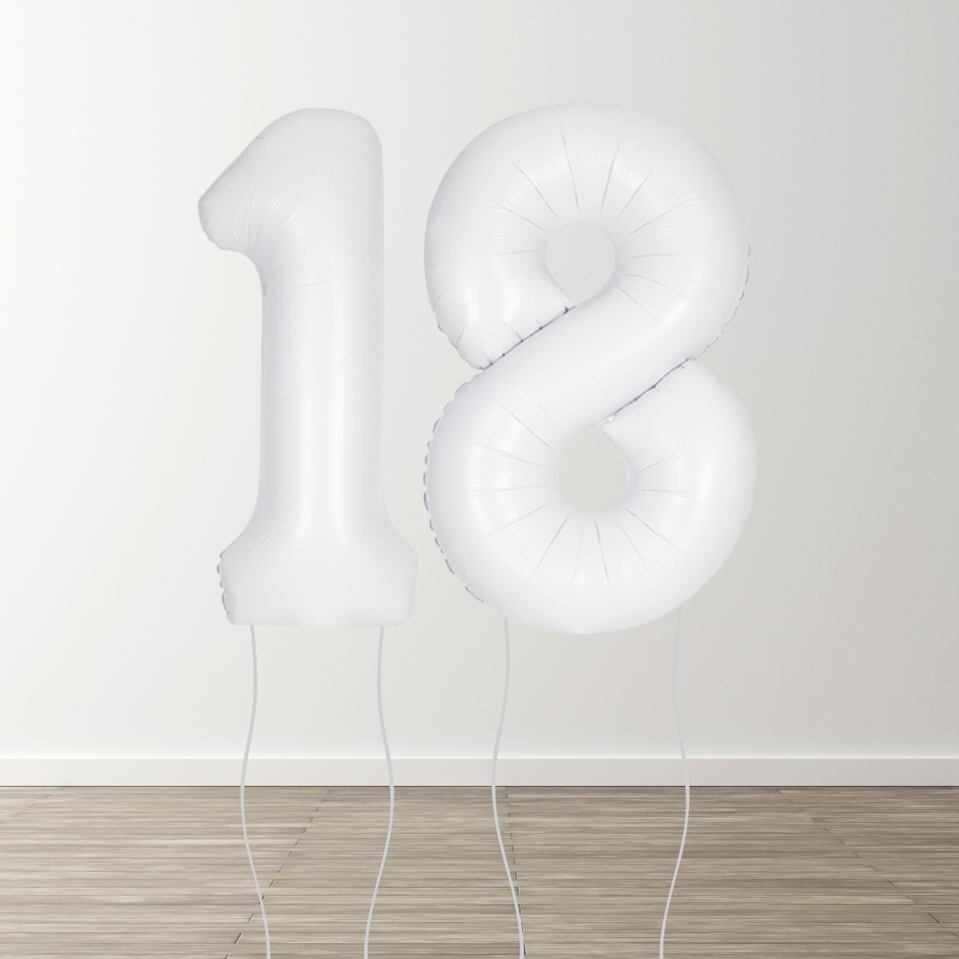 Matte White Foil Number Balloons