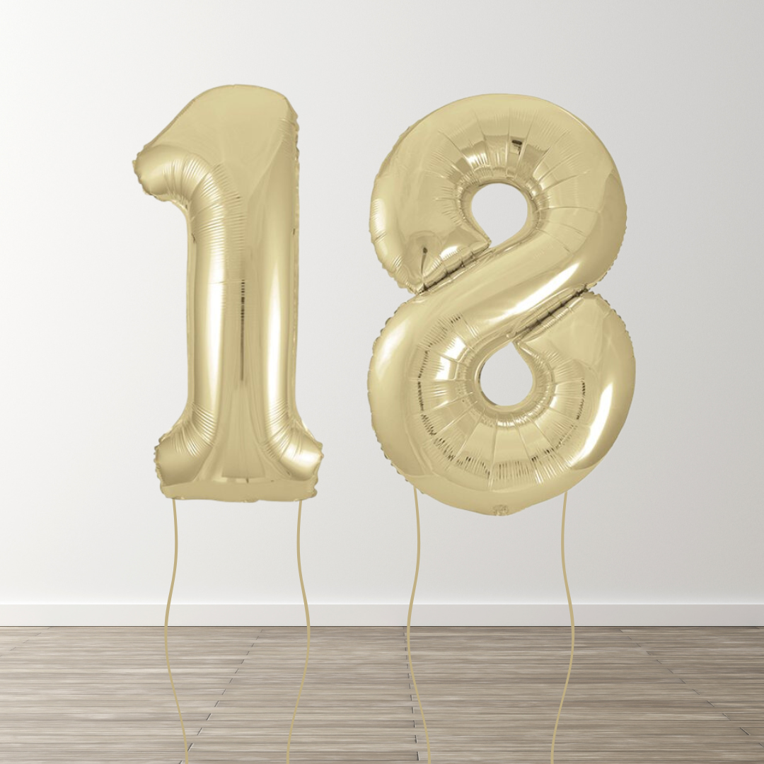White Gold Foil Number Balloons