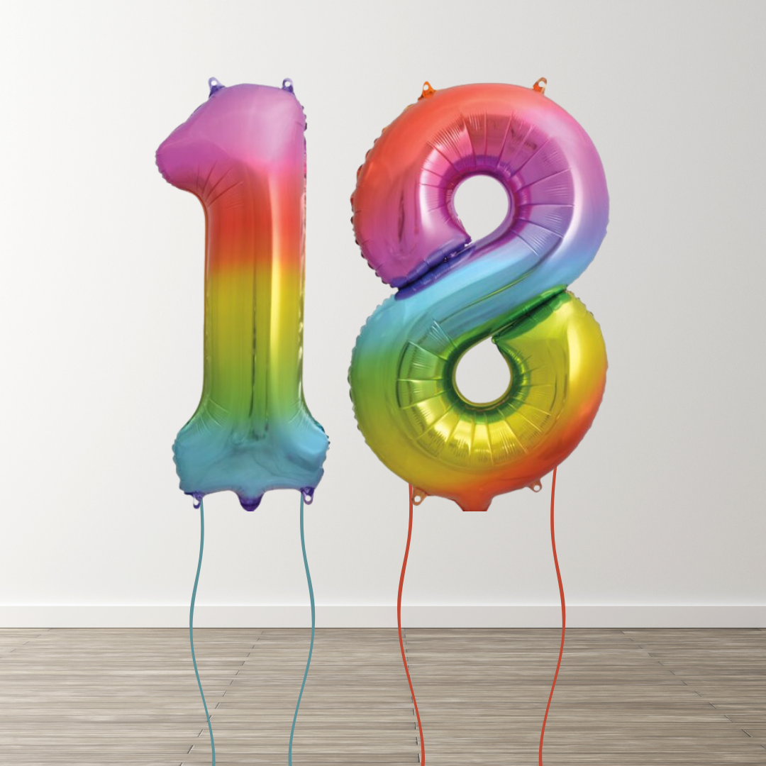 Rainbow Foil Number Balloons