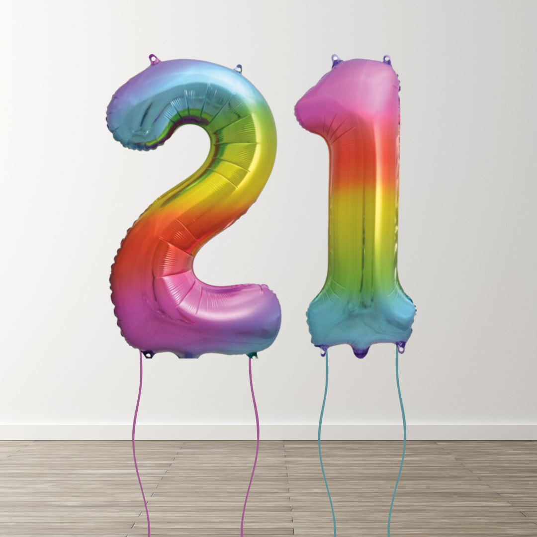 Rainbow Foil Number Balloons