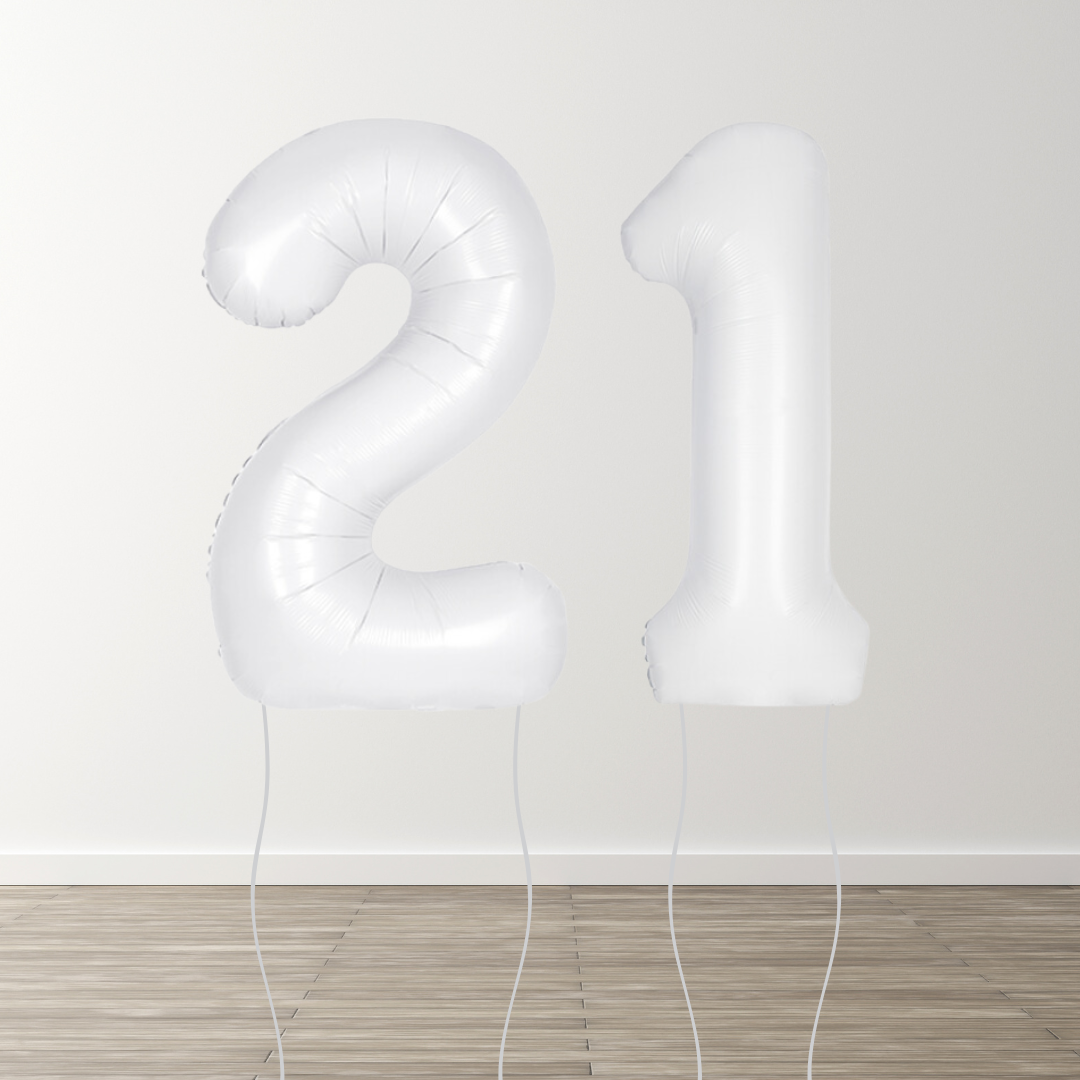 Matte White Foil Number Balloons