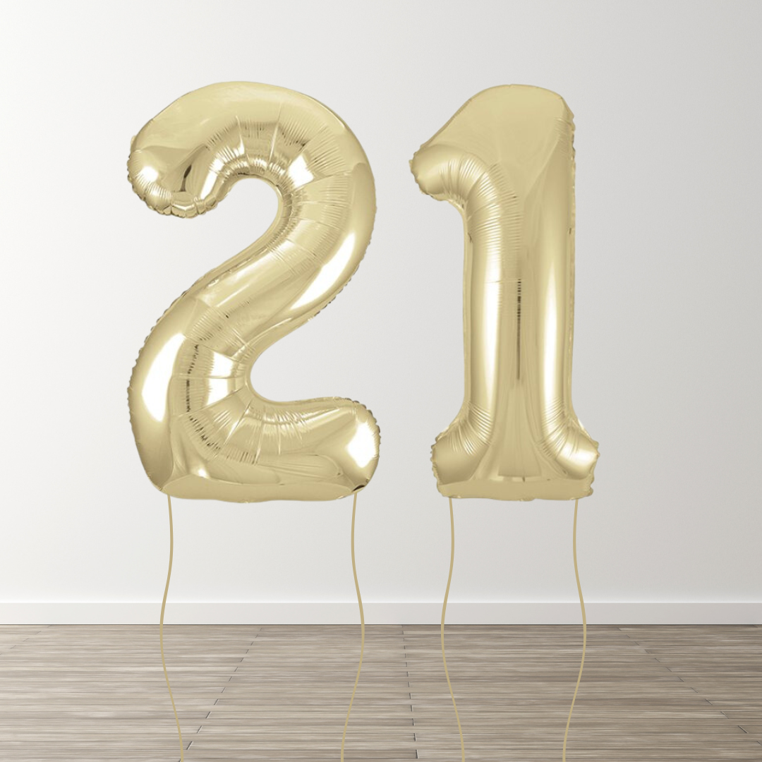 White Gold Foil Number Balloons
