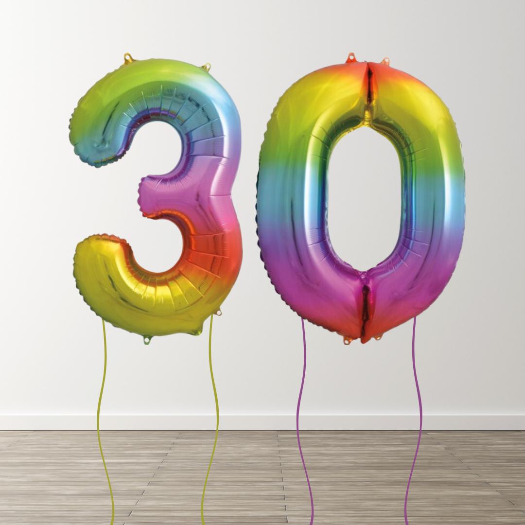 Rainbow Foil Number Balloons