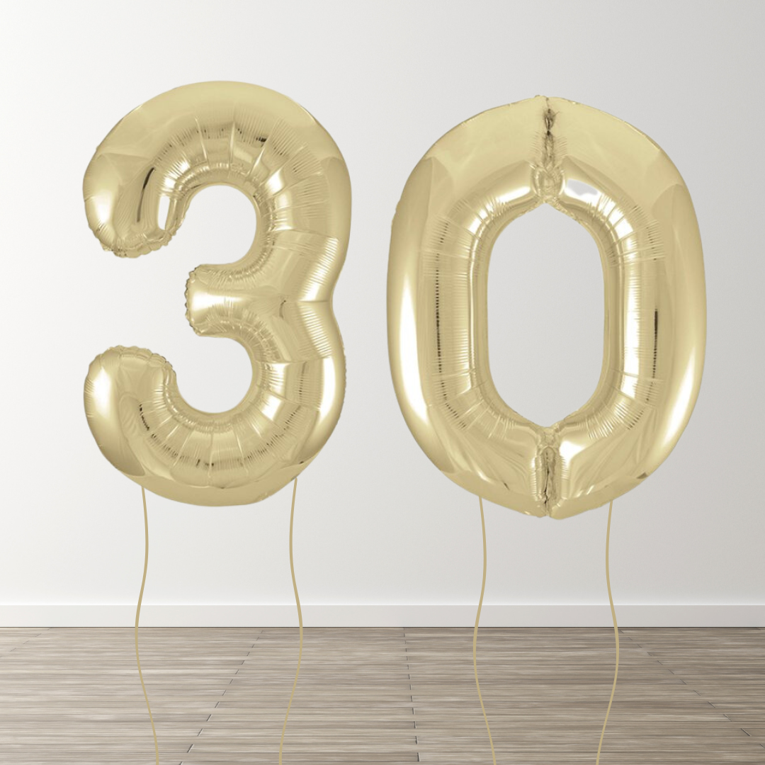 White Gold Foil Number Balloons