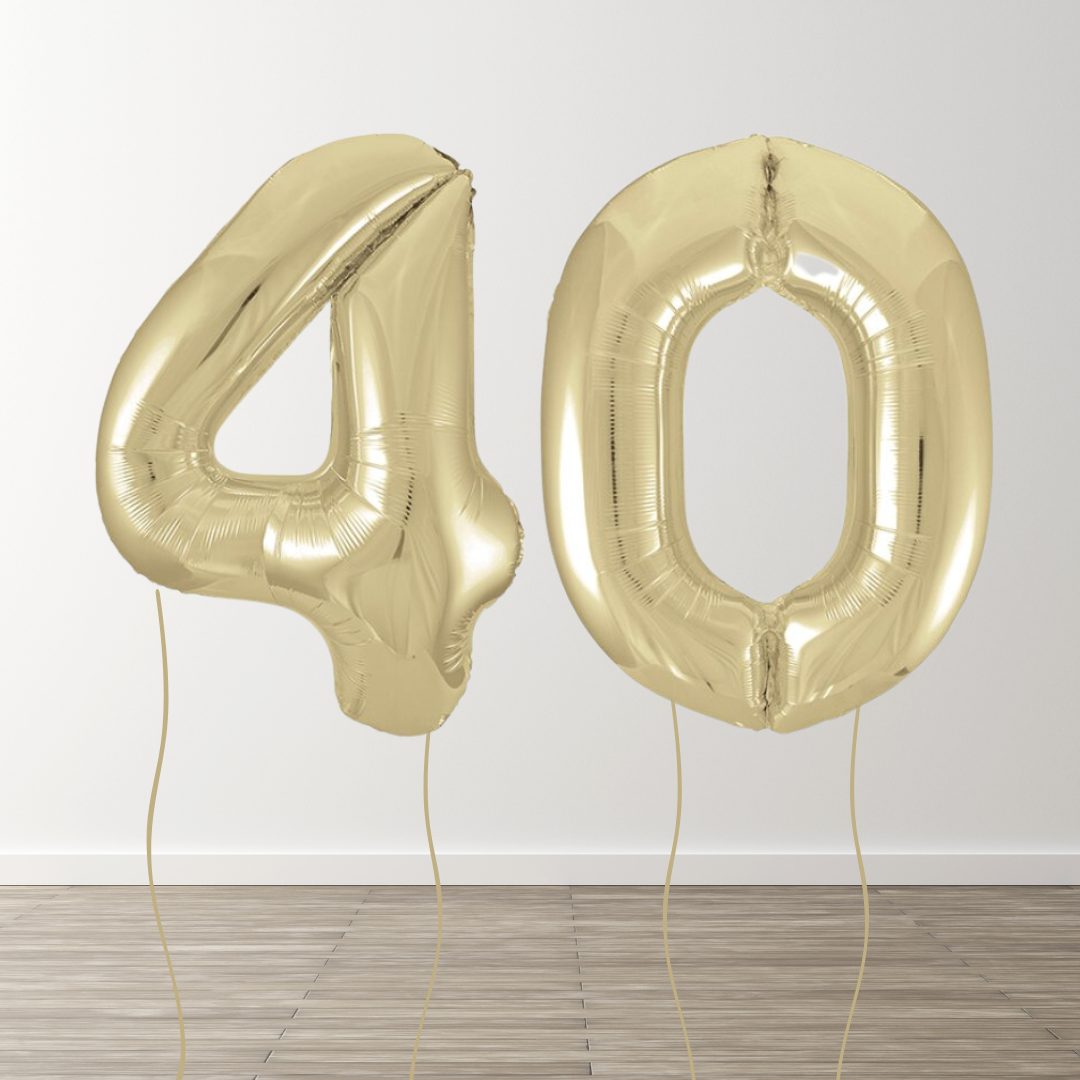 White Gold Foil Number Balloons