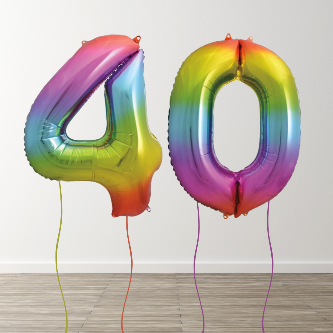 Rainbow Foil Number Balloons