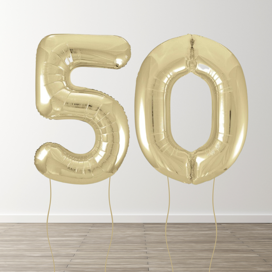 White Gold Foil Number Balloons