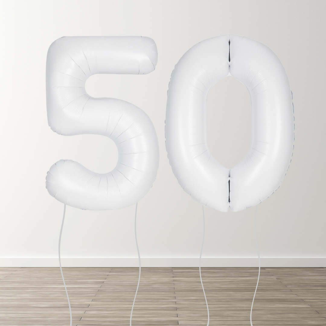 Matte White Foil Number Balloons