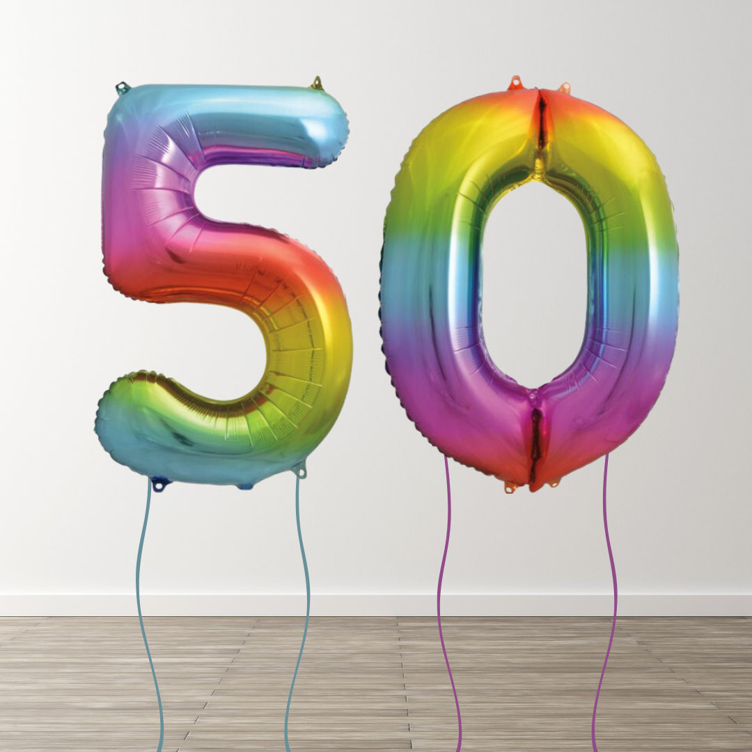 Rainbow Foil Number Balloons