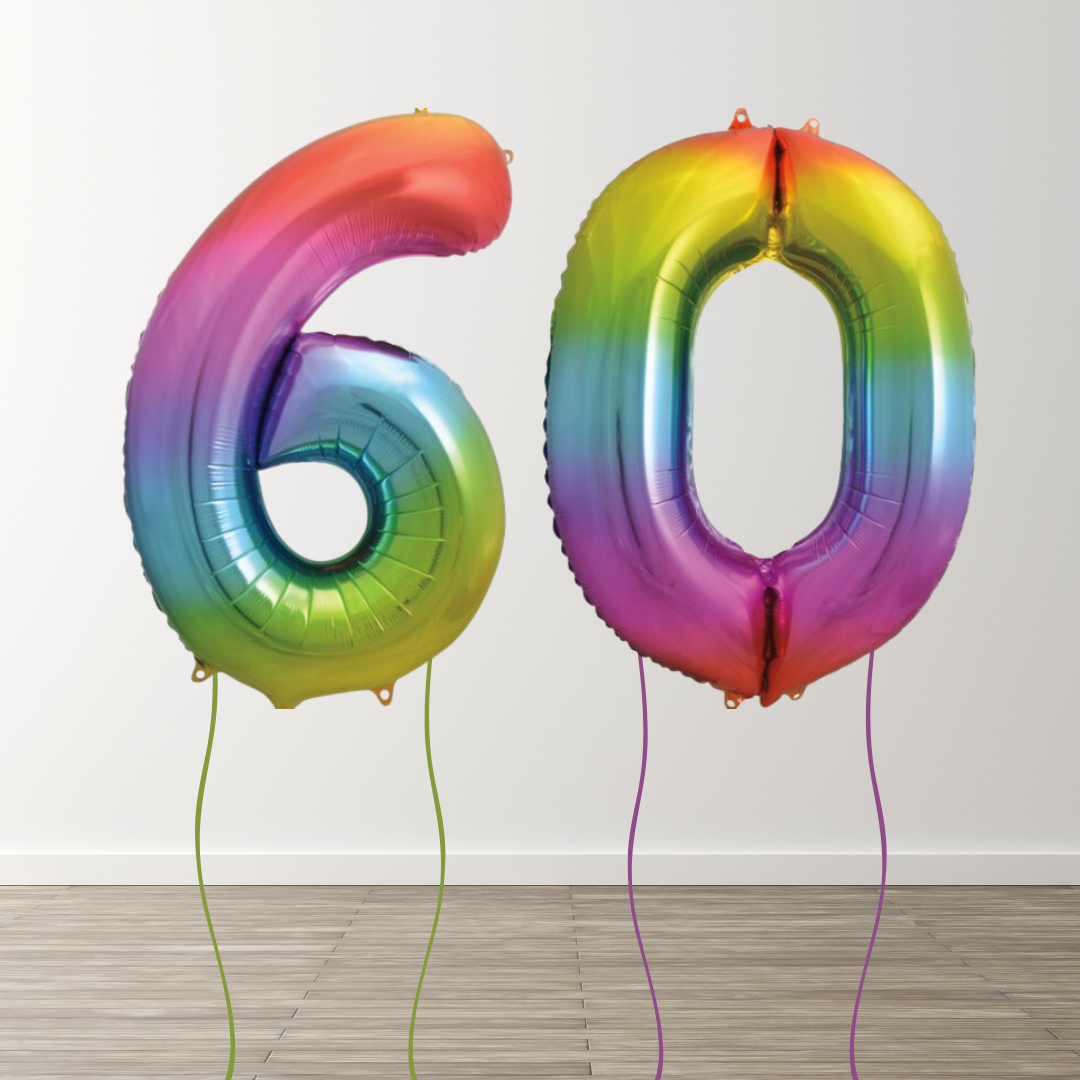 Rainbow Foil Number Balloons