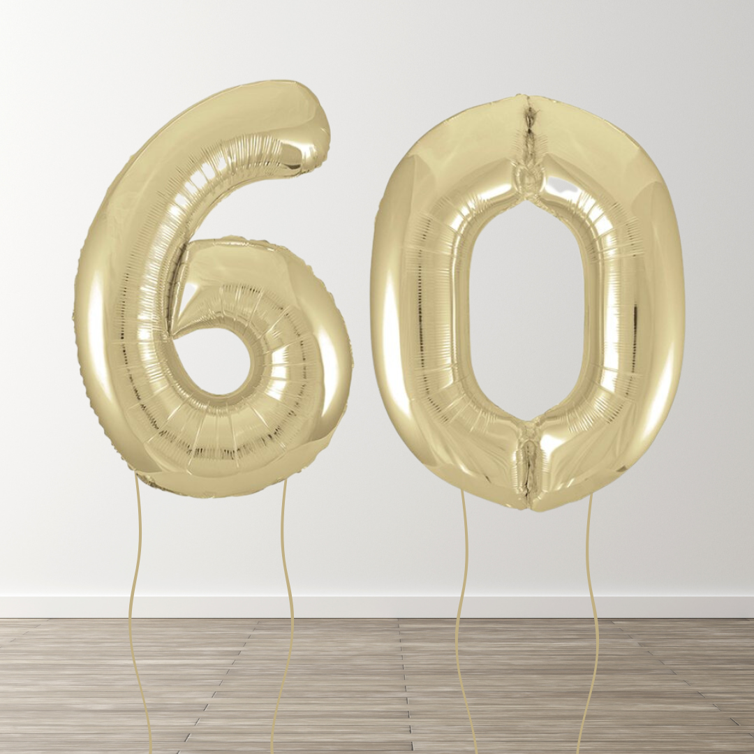 White Gold Foil Number Balloons