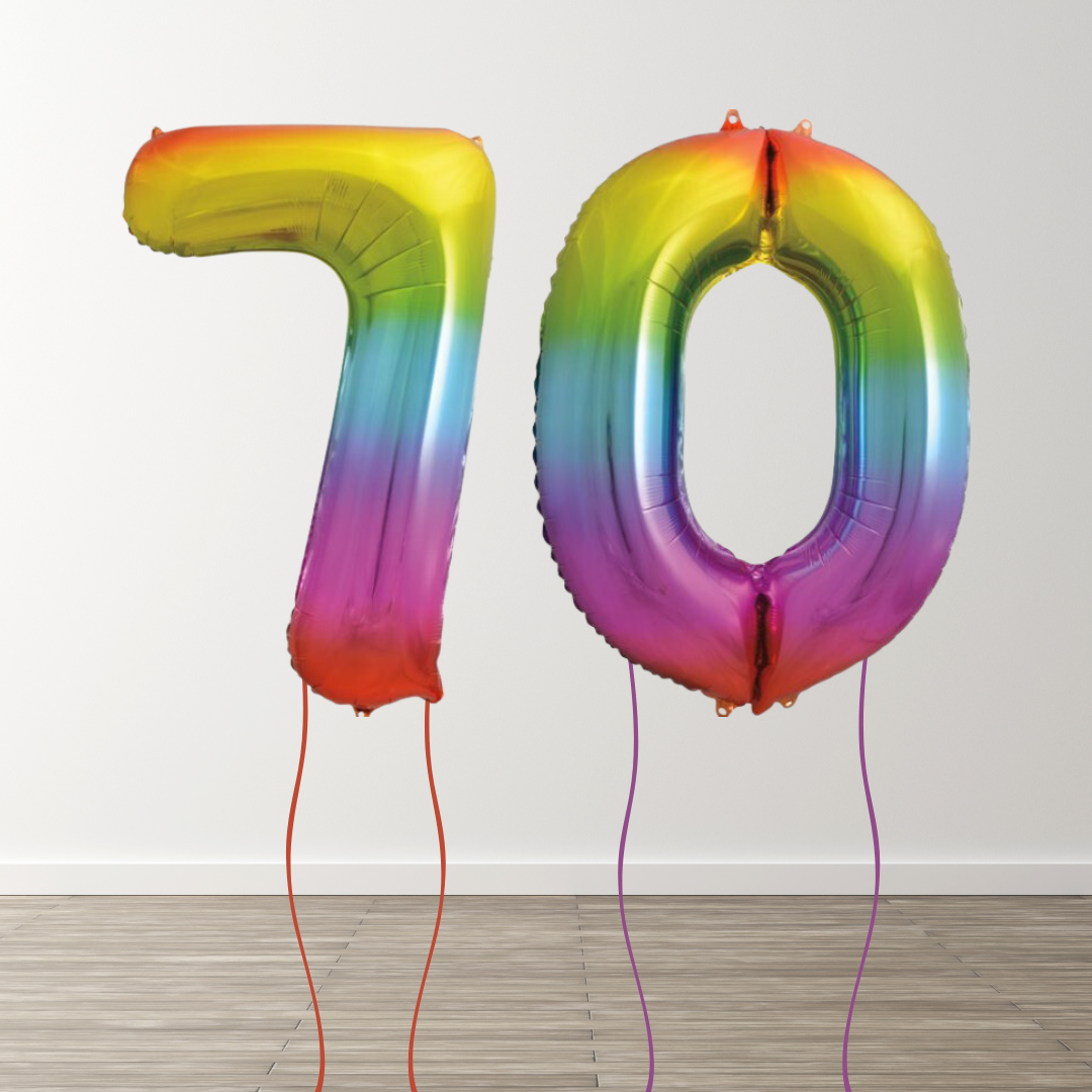 Rainbow Foil Number Balloons