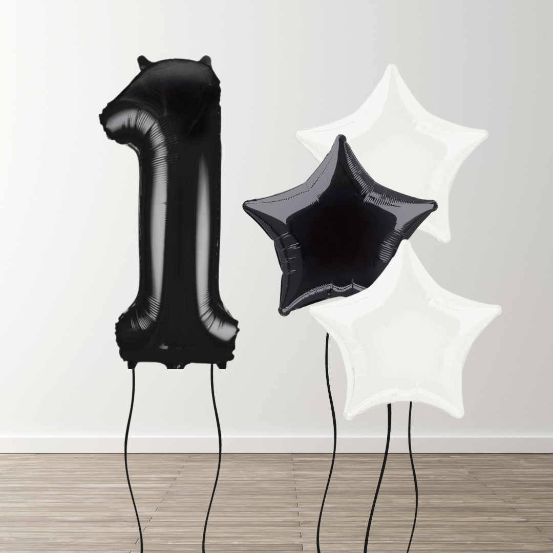 Black & White Foil Number Bunch