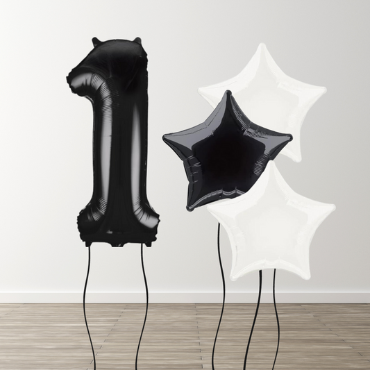 Black & White Foil Number Bunch