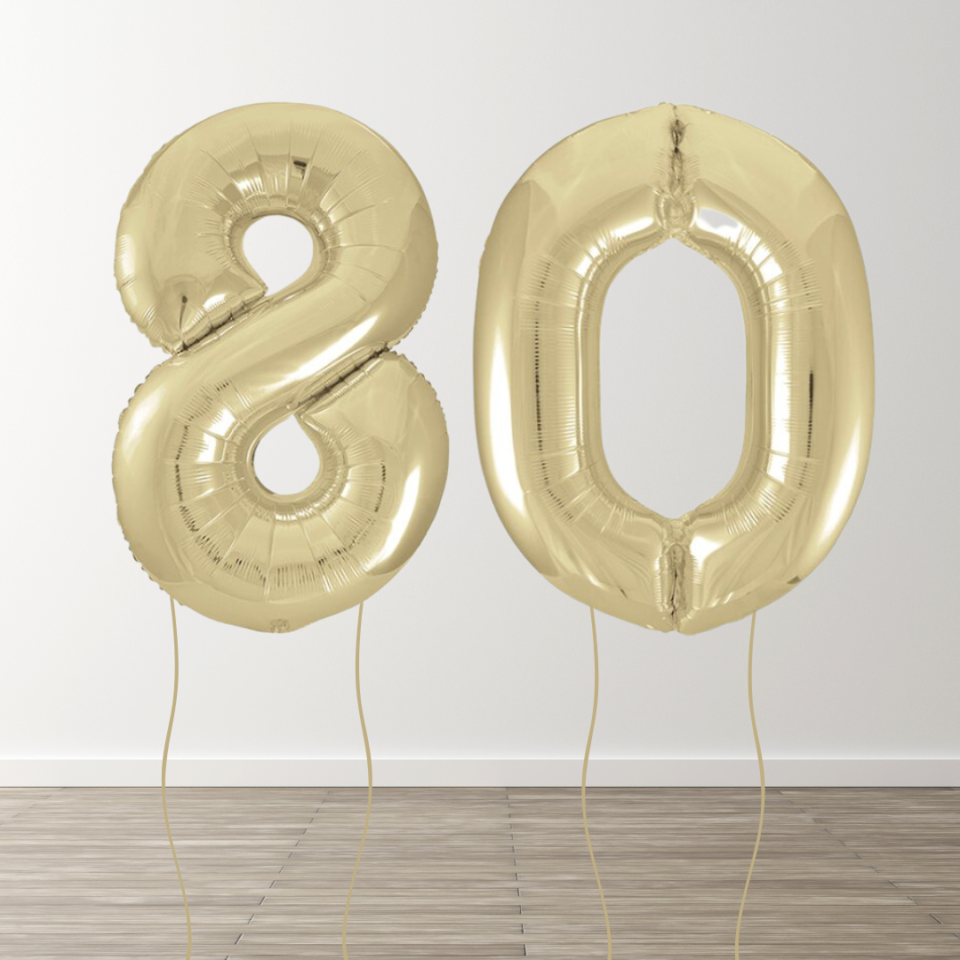 White Gold Foil Number Balloons