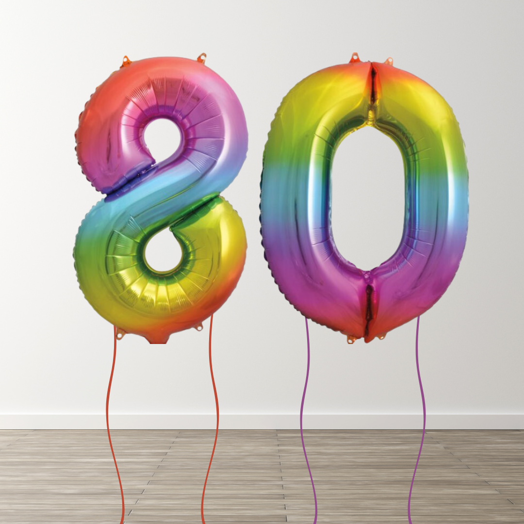 Rainbow Foil Number Balloons