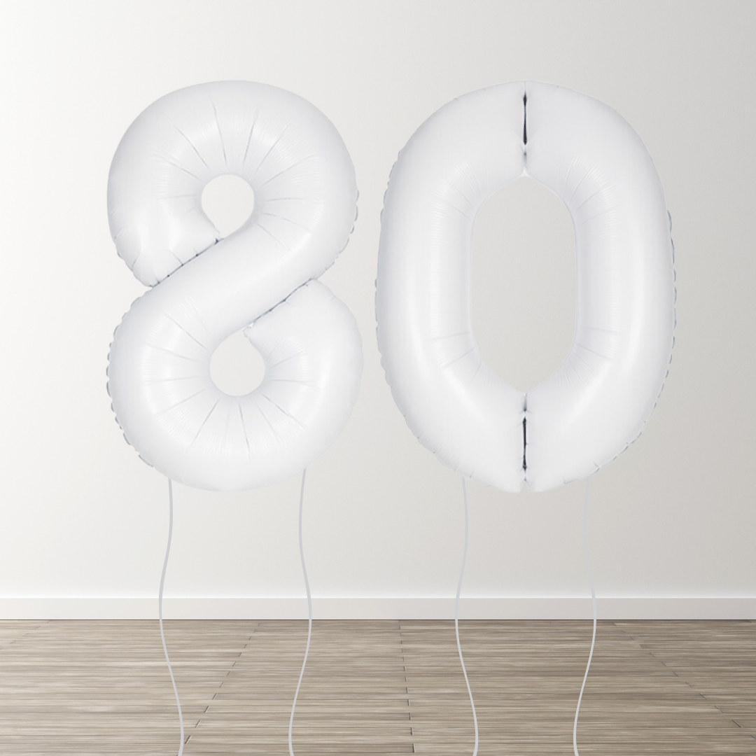 Matte White Foil Number Balloons