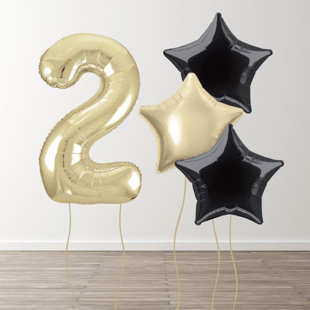 White Gold Foil Number Bunch