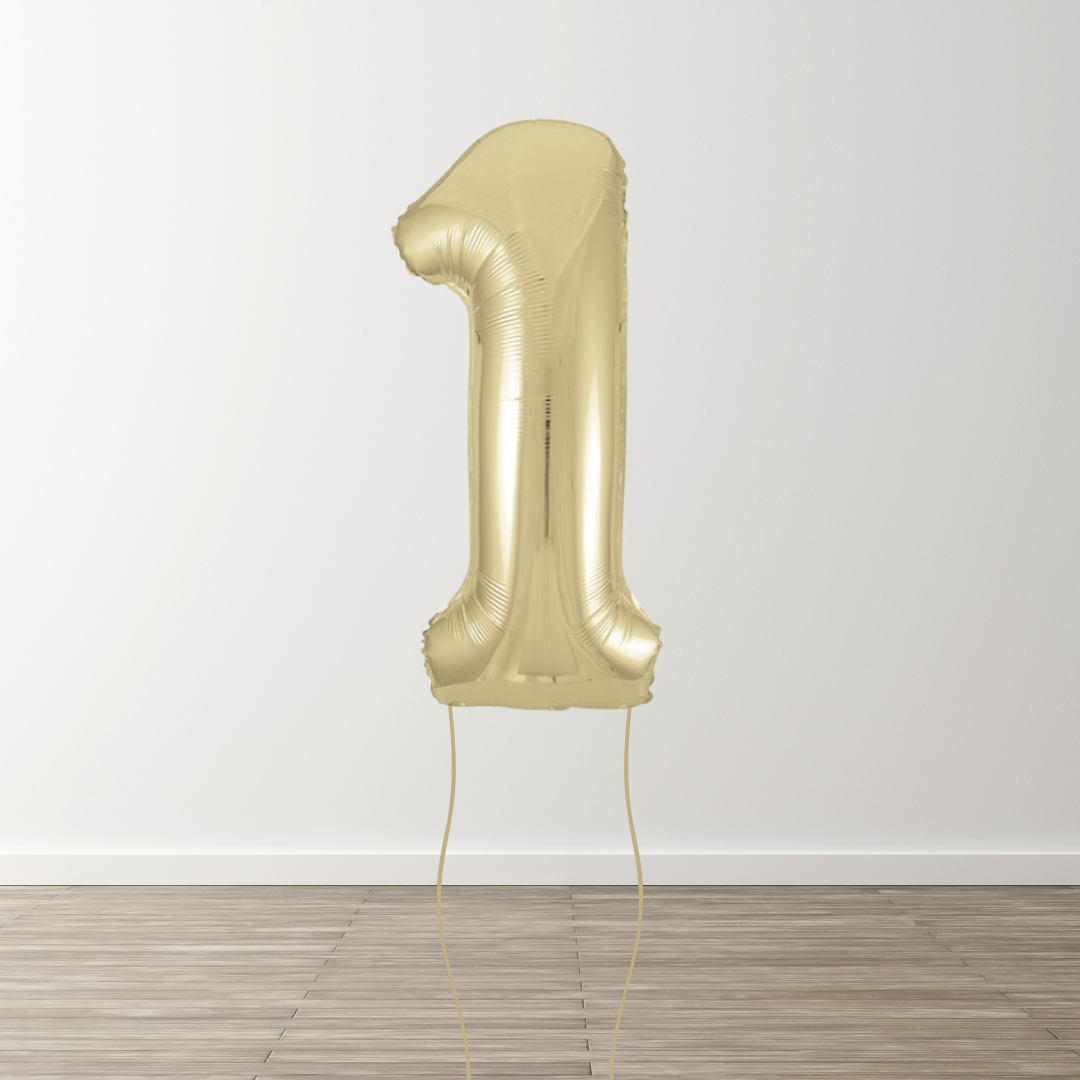 White Gold Foil Number Balloons