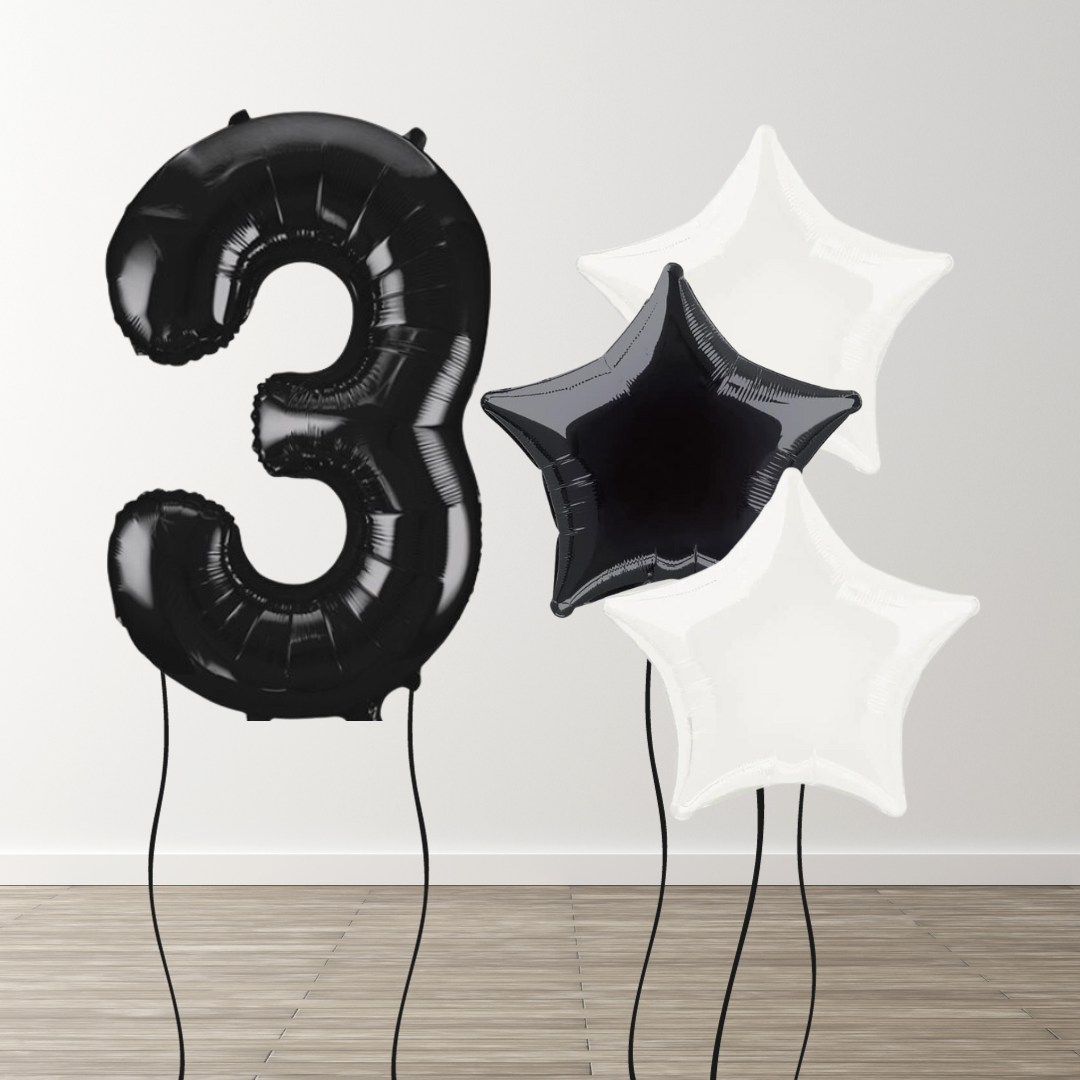 Black & White Foil Number Bunch