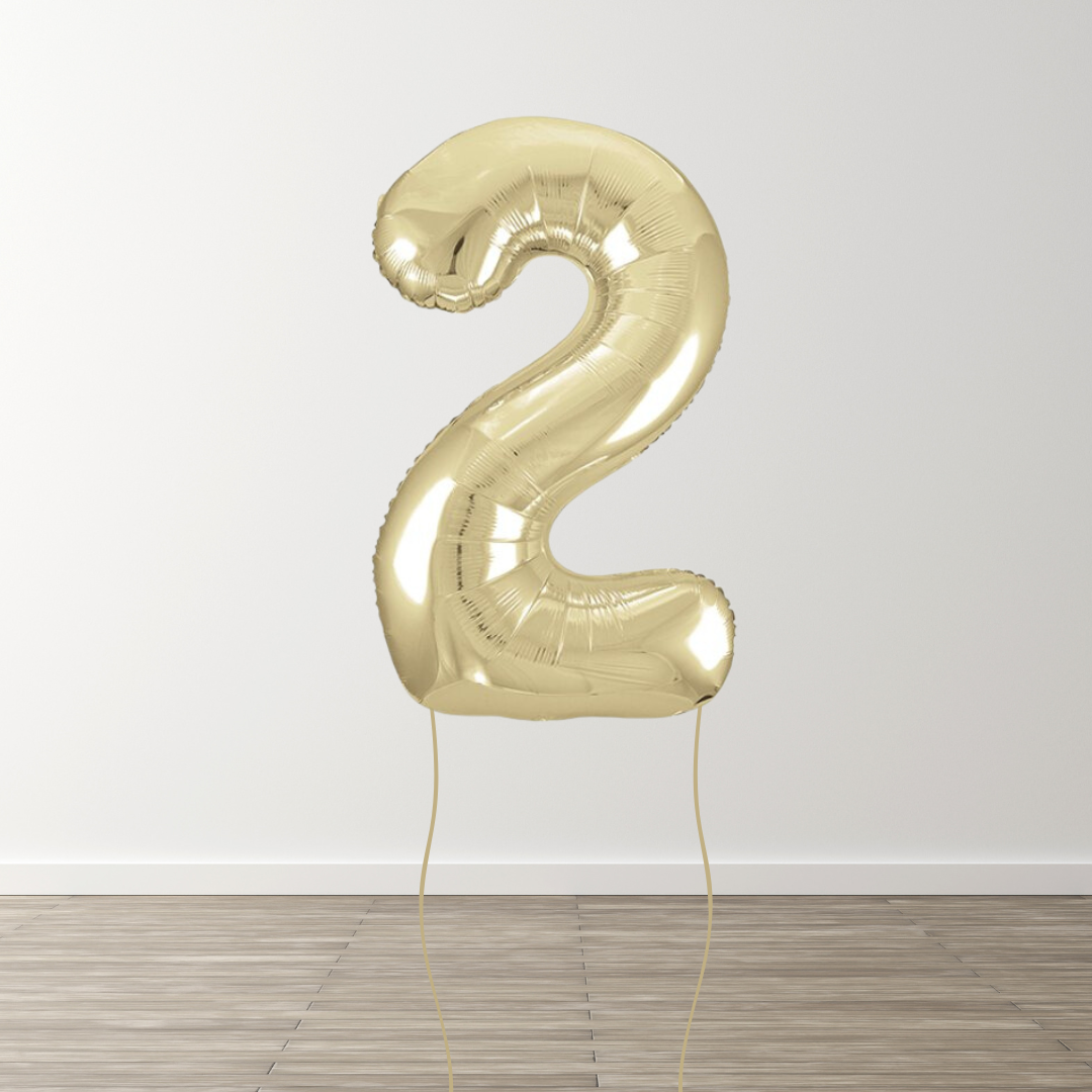 White Gold Foil Number Balloons