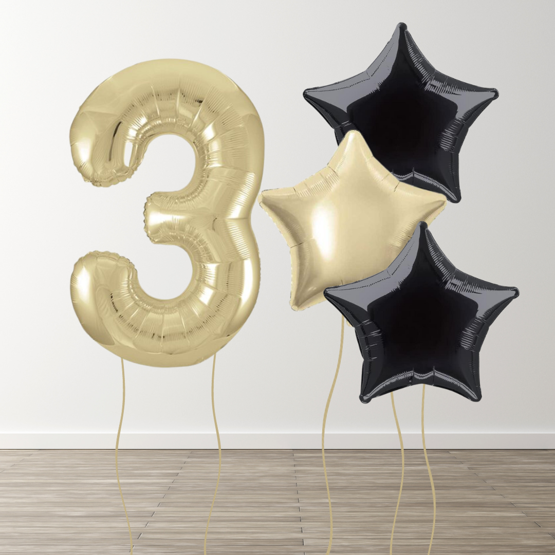 White Gold Foil Number Bunch