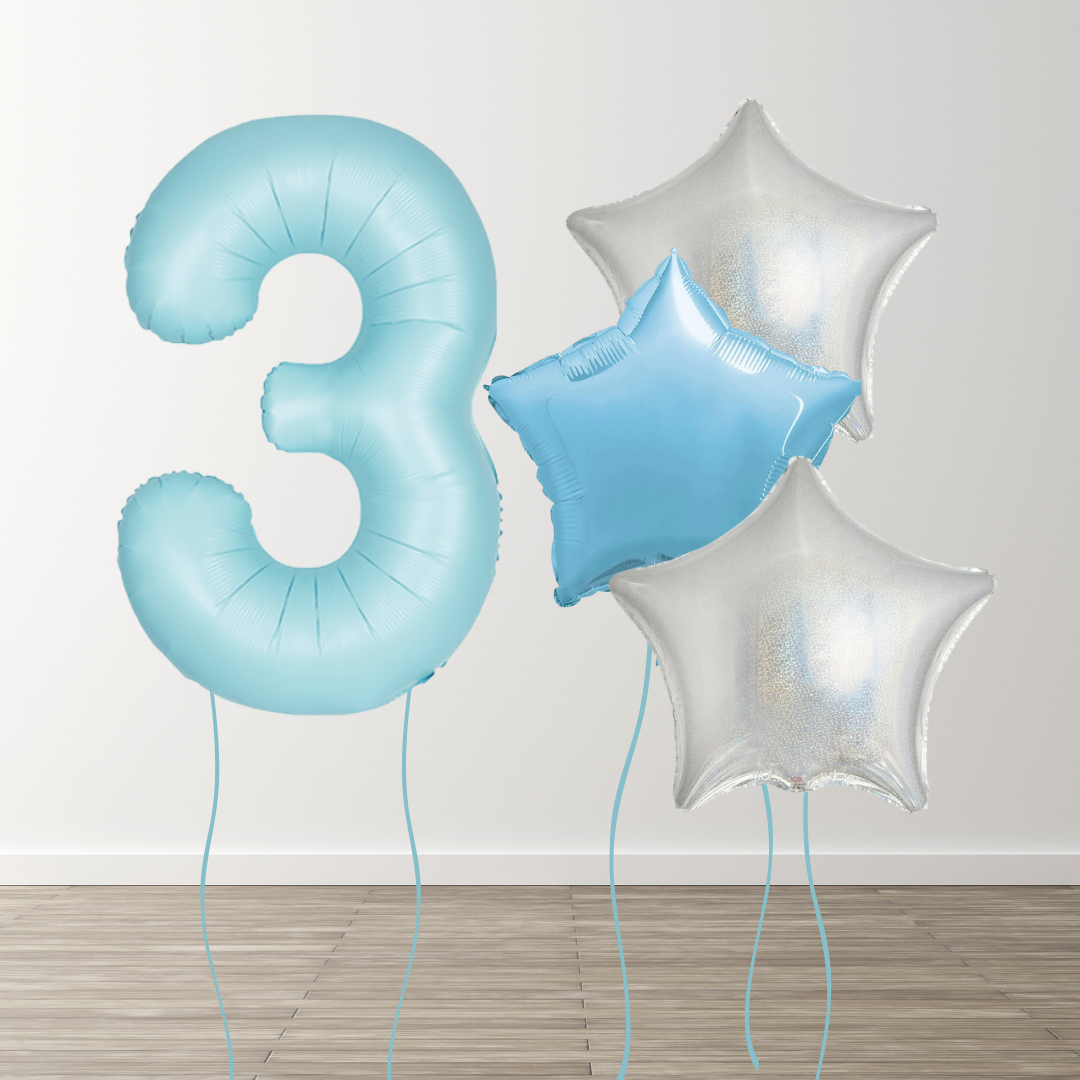 Matte Blue Foil Number Bunch