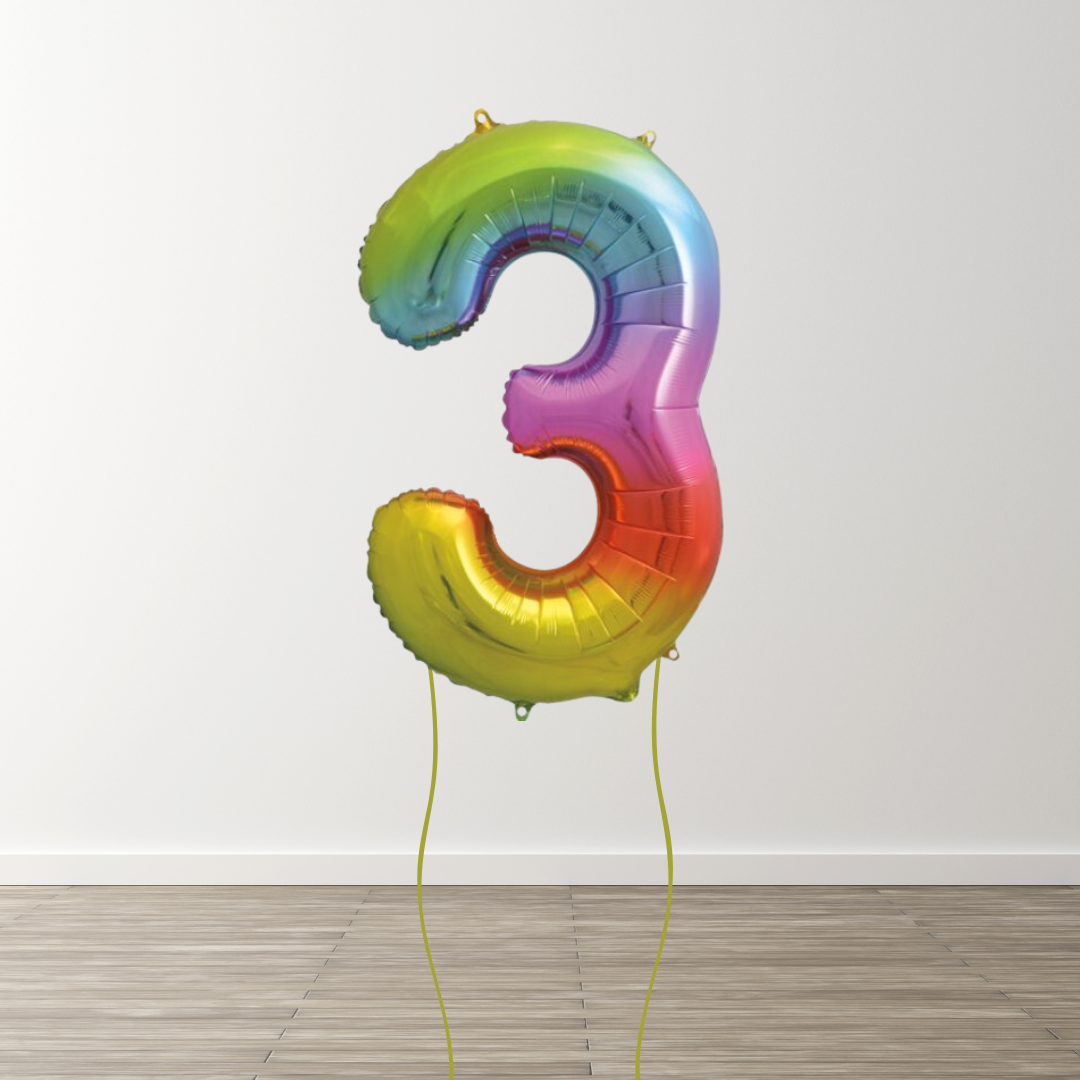 Rainbow Foil Number Balloons