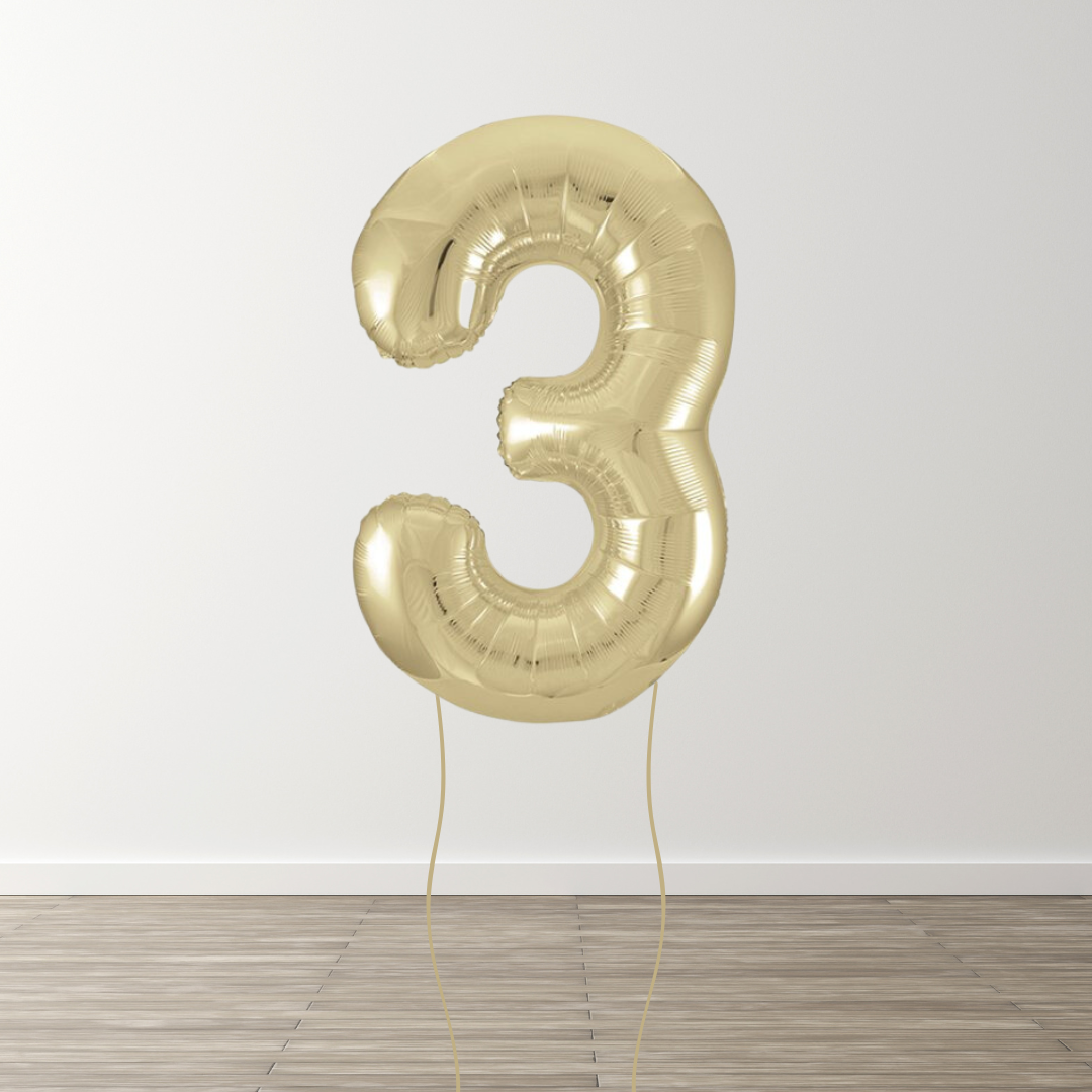 White Gold Foil Number Balloons