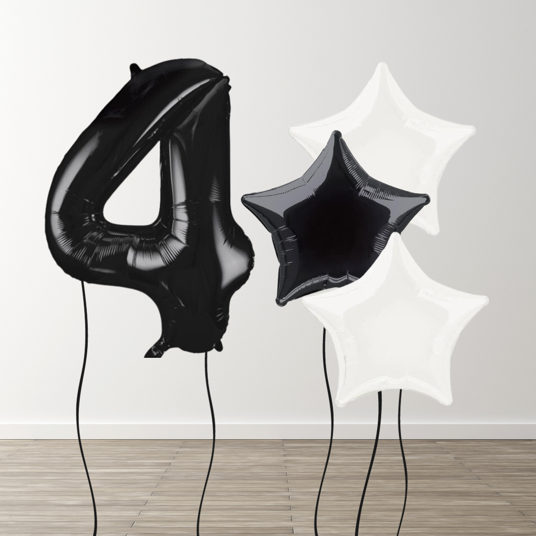 Black & White Foil Number Bunch