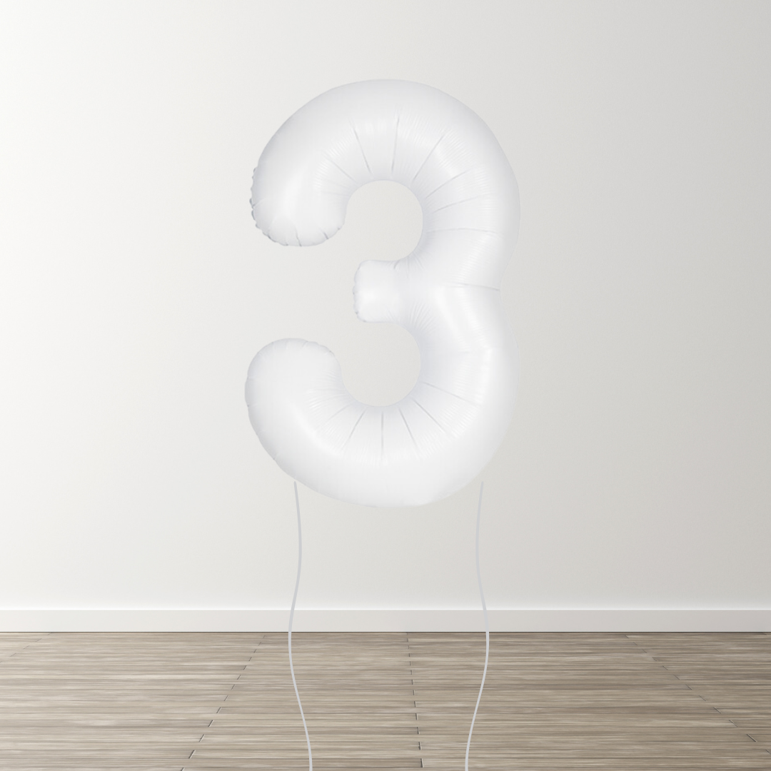 Matte White Foil Number Balloons