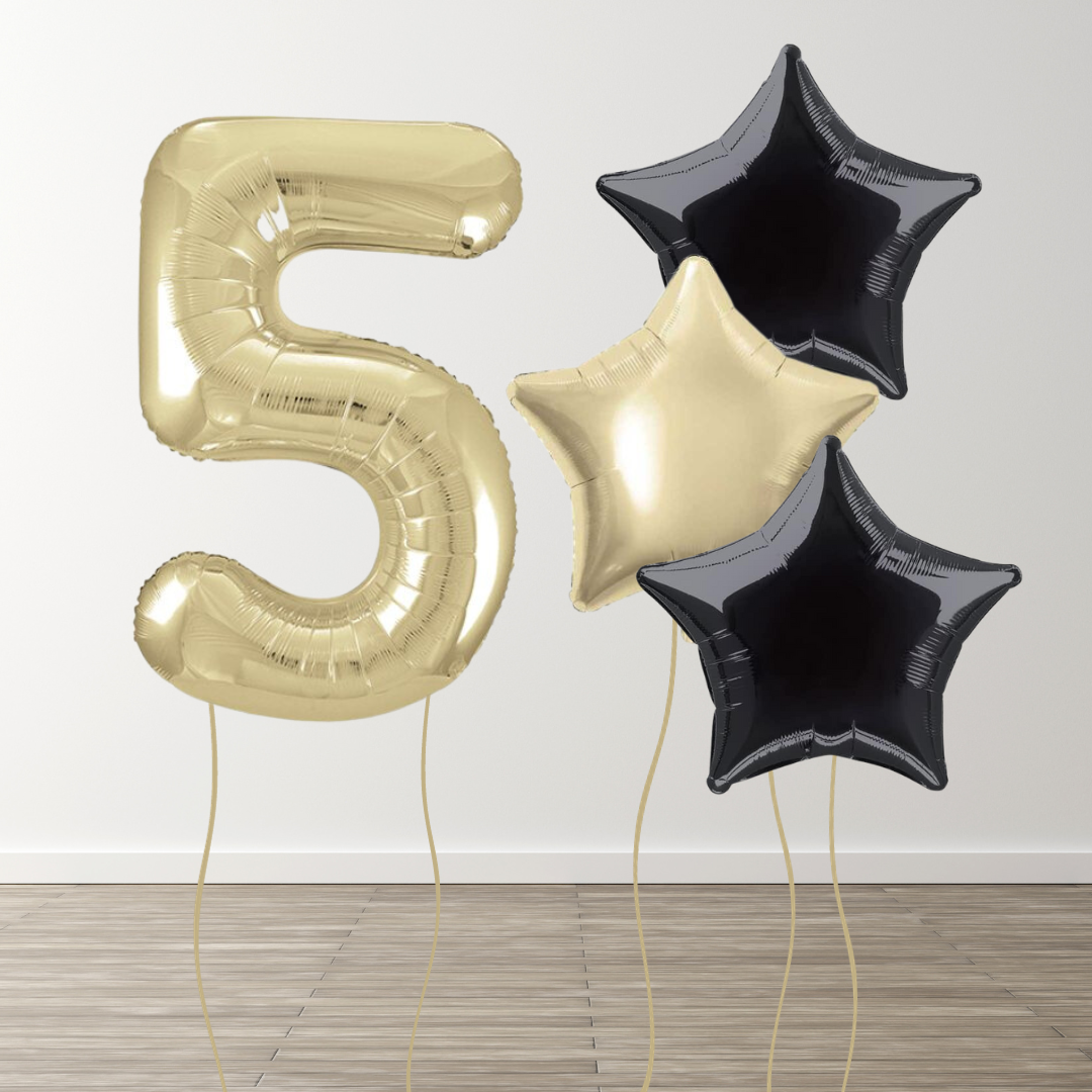White Gold Foil Number Bunch
