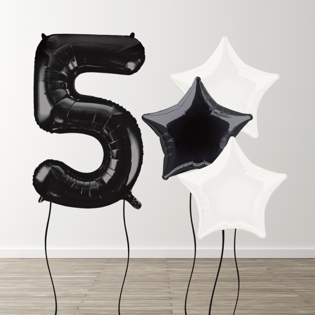 Black & White Foil Number Bunch