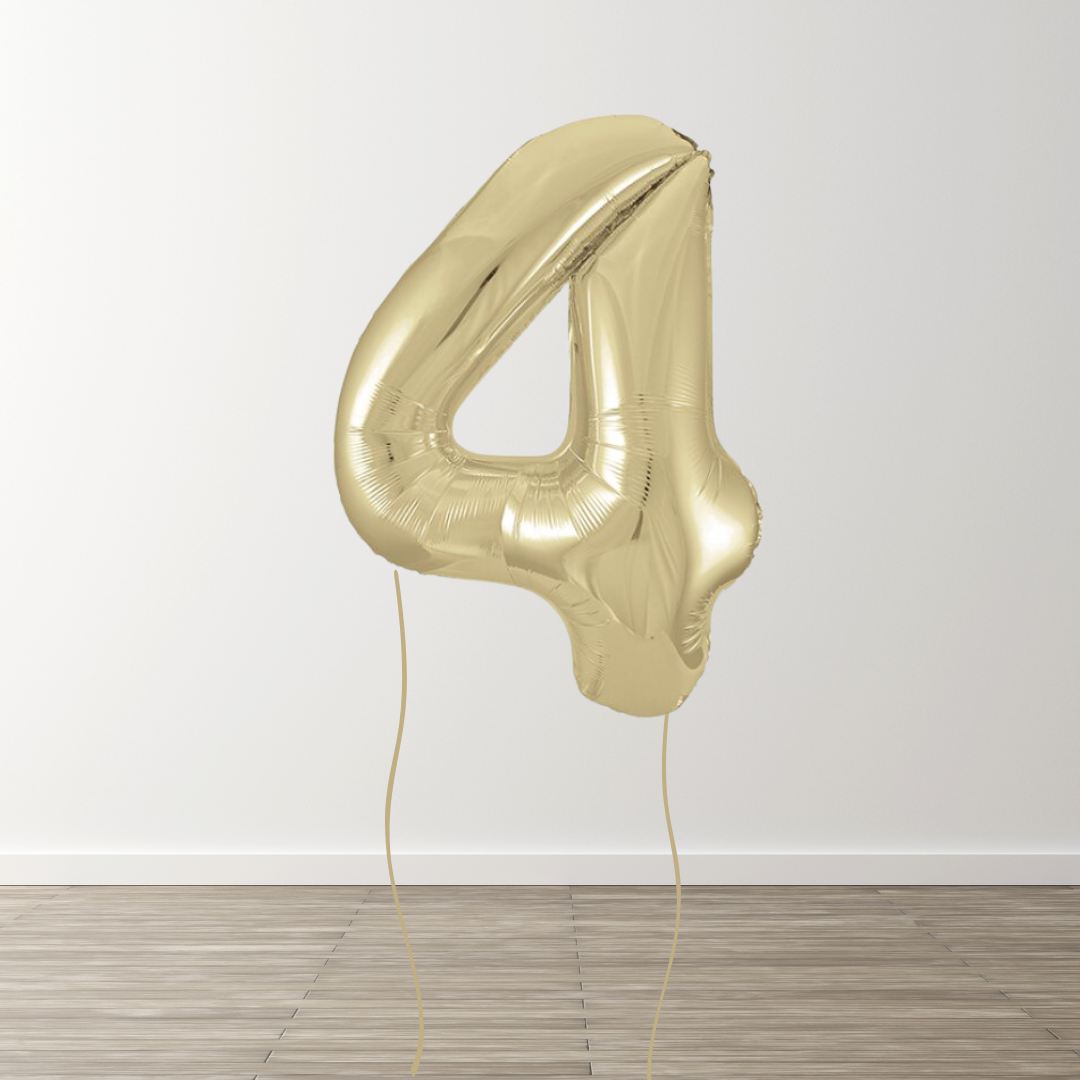 White Gold Foil Number Balloons