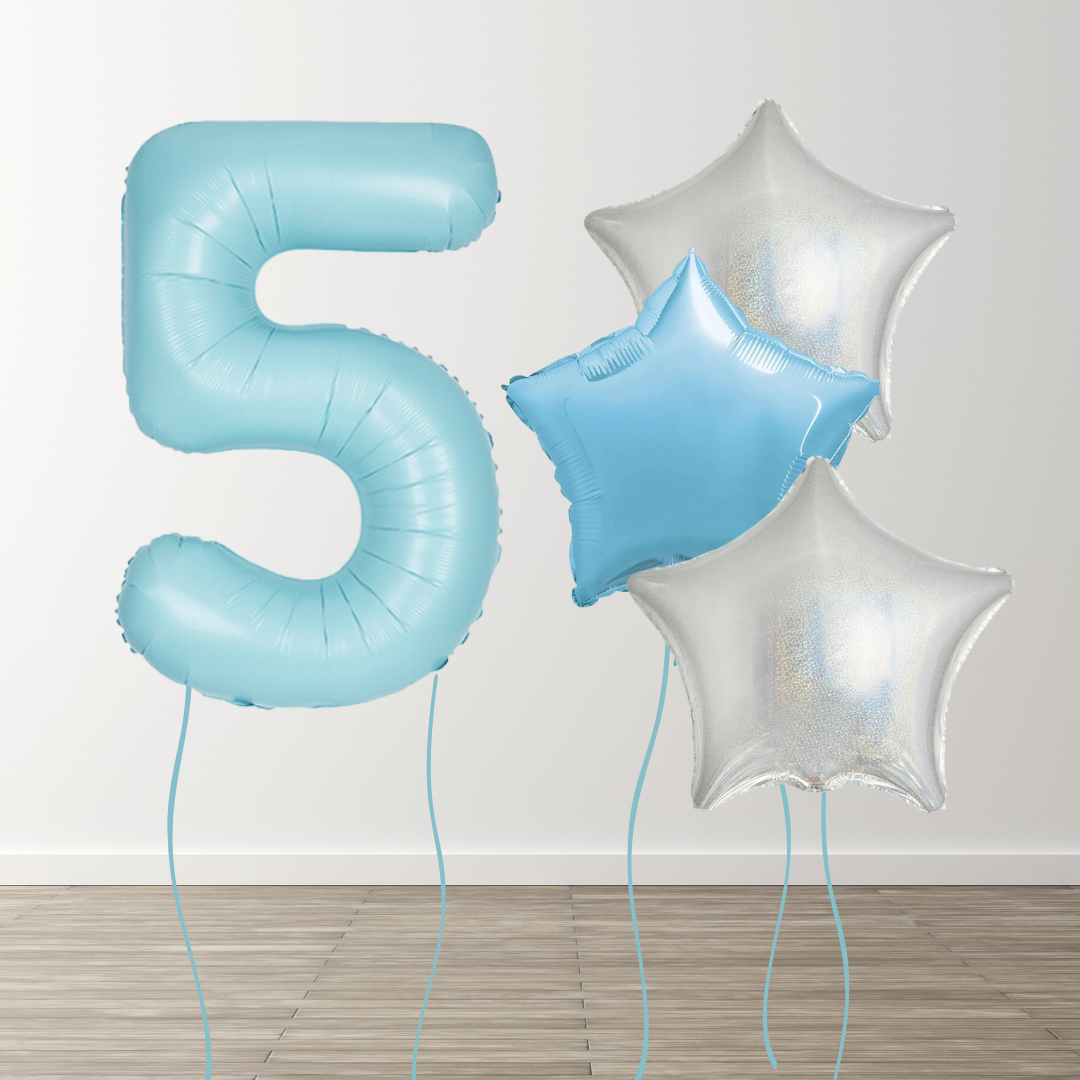 Matte Blue Foil Number Bunch
