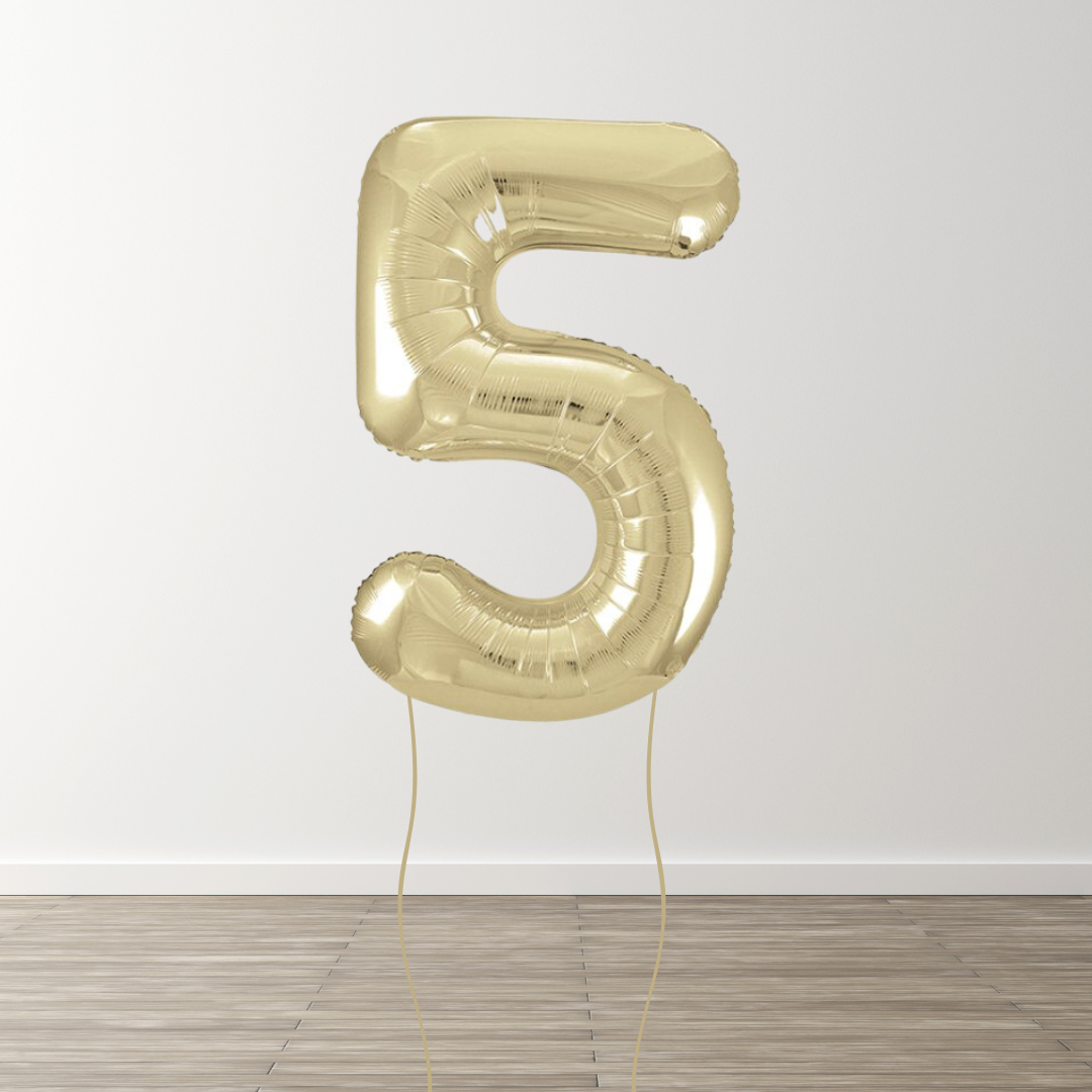 White Gold Foil Number Balloons