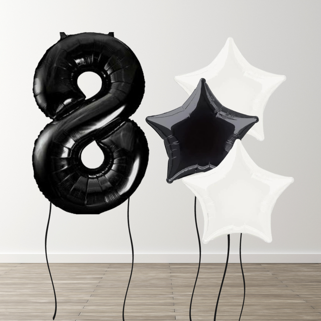 Black & White Foil Number Bunch