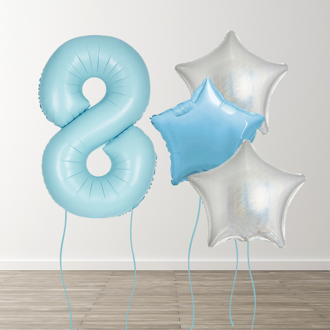 Matte Blue Foil Number Bunch